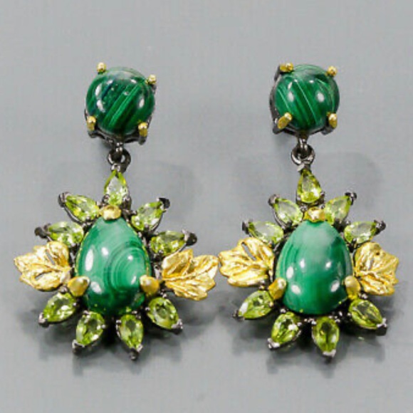 Vintage Genuine Malachite Earrings